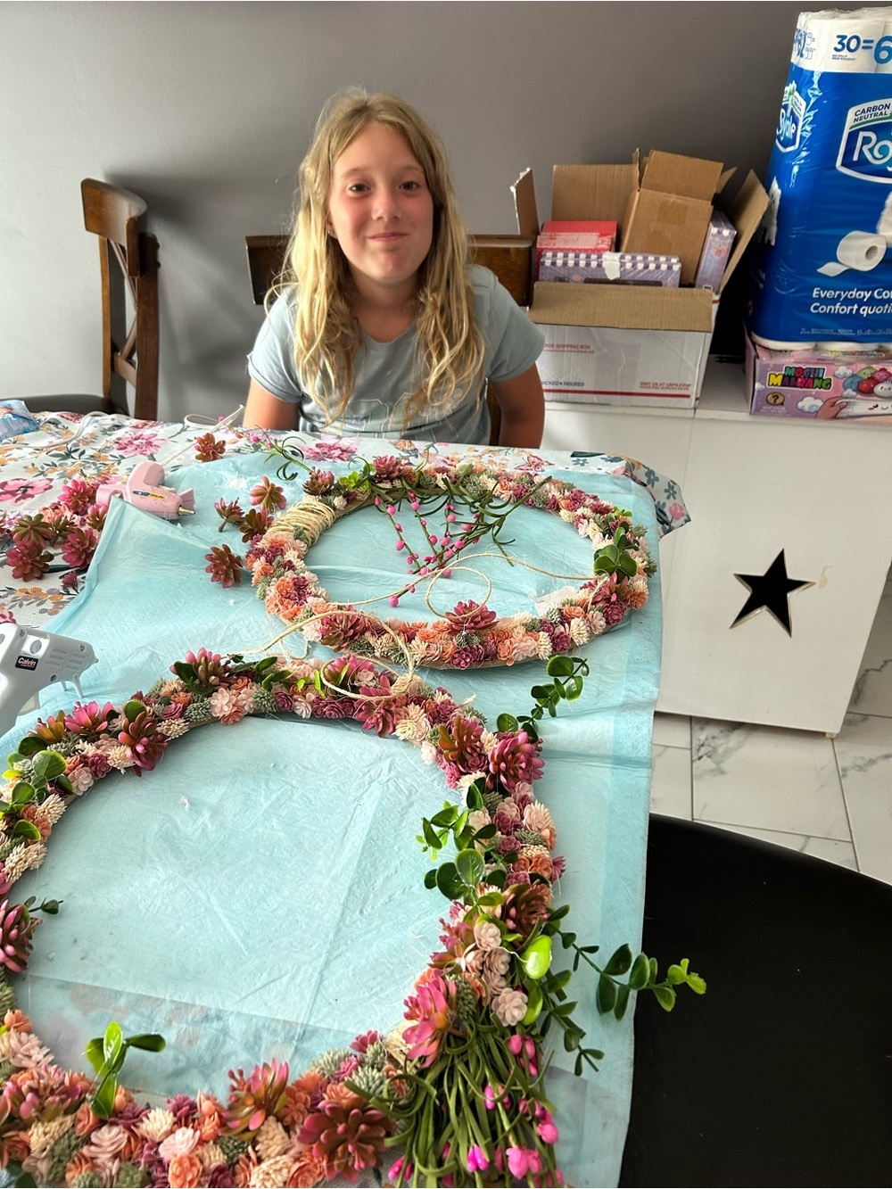 4/$50 Floral Succulent Wreath in Pink and Green SUPPLIES - Picture 2 of 6